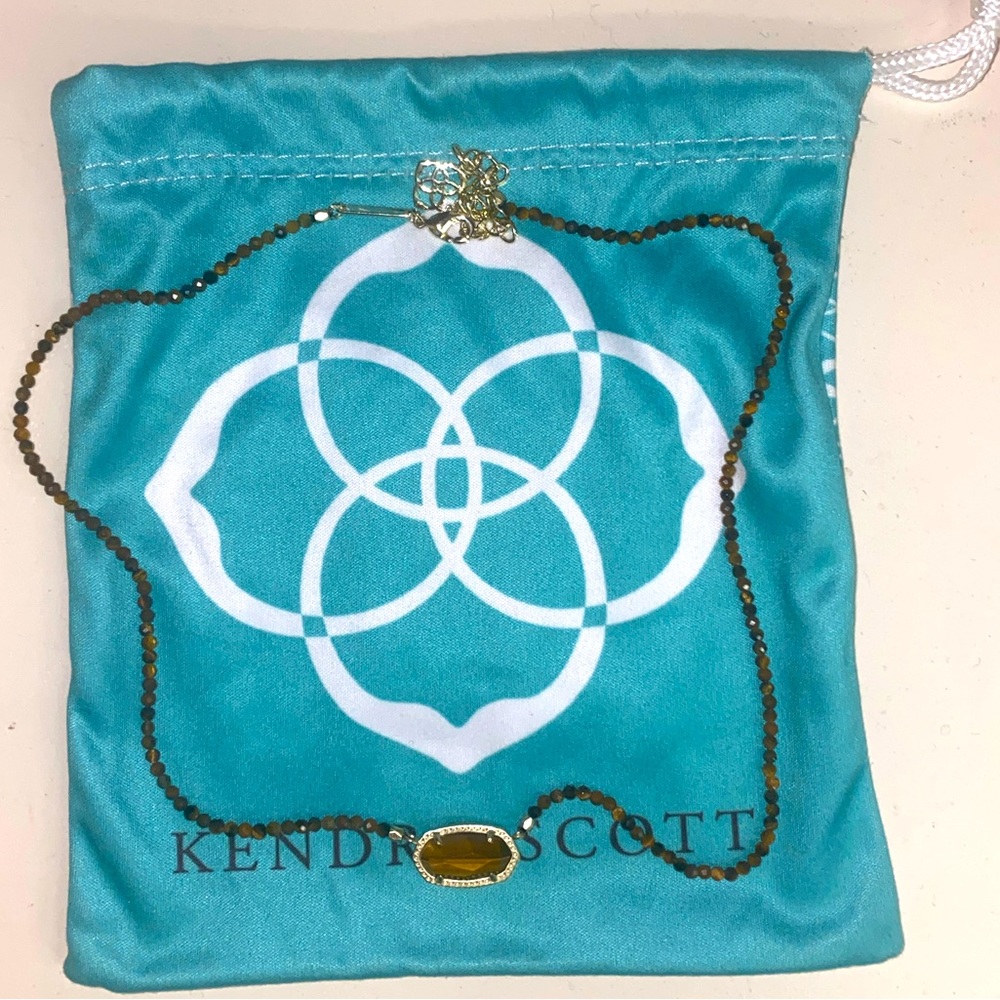 Kendra Scott Elisa Gold Beaded Brown/Gold Pendant Necklace